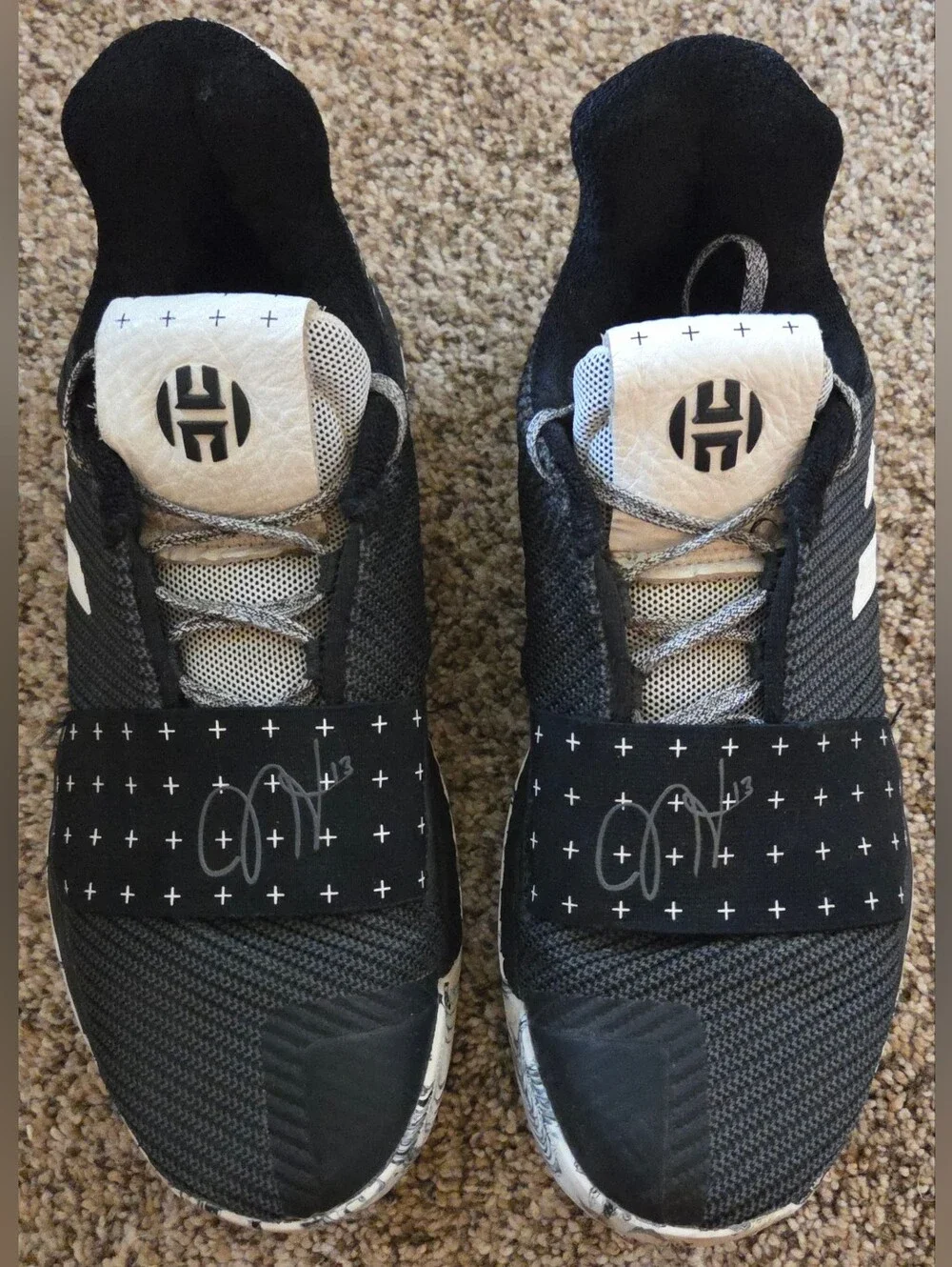 Adidas Mens Harden Black White Athletic Shoes Size 8.5